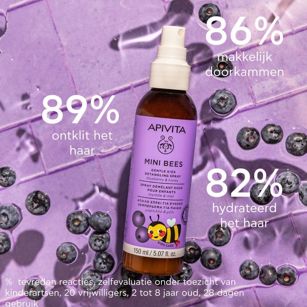 Apivita Mini Bees ontwarrende spray naast een vuilnisbak.