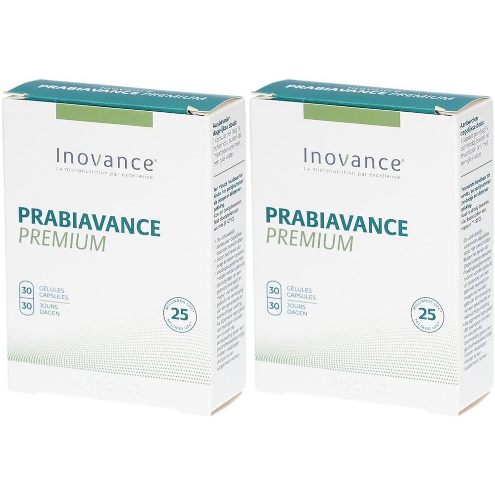 Deux boîtes Inovance Prabiavance Premium, 30 gélules chacune.
