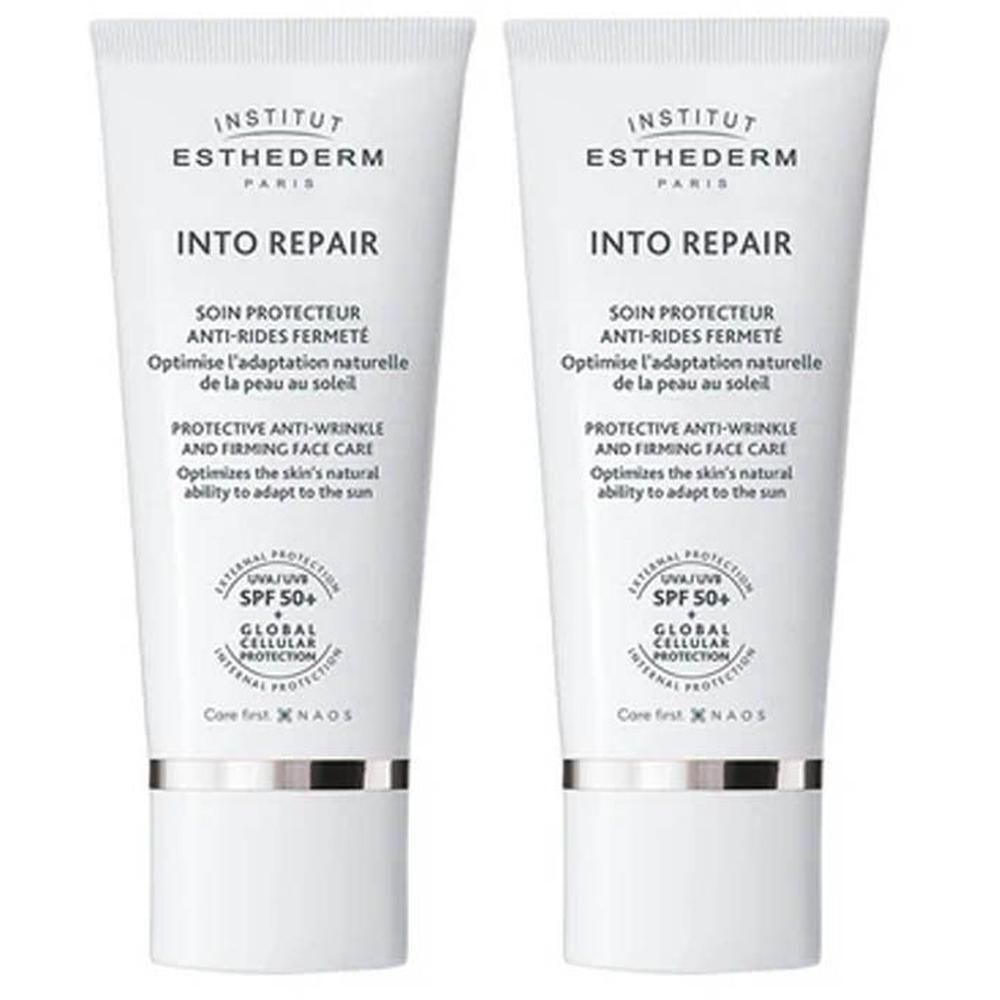 Twee tubes INSTITUT ESTHEDERM Into Repair Soin Protecteur Anti-Rides met SPF 50+.