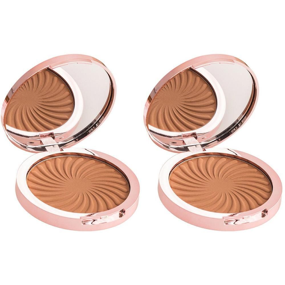 Deux poudres bronzantes dans des boîtiers couleur or rose avec miroir.