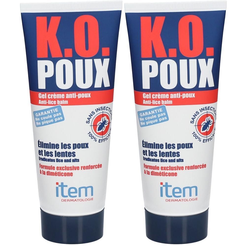 Twee tubes Item K.O. Poux anti-luisgel. Met dimethiconenformule.