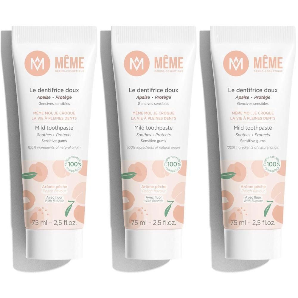 Drie tubes MEME tandpasta, 75 ml.