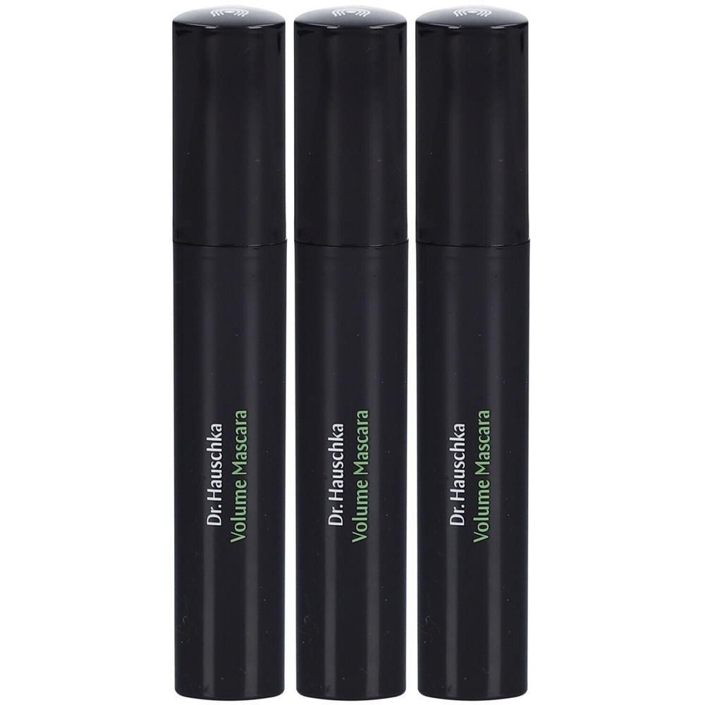 Trois tubes noirs de Mascara Volume Dr. Hauschka Brun.
