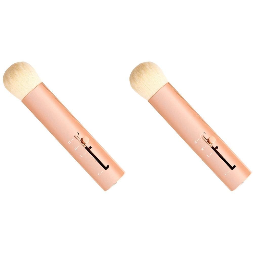 Deux brosses rétractables avec manche rose doré et curseur réglable.