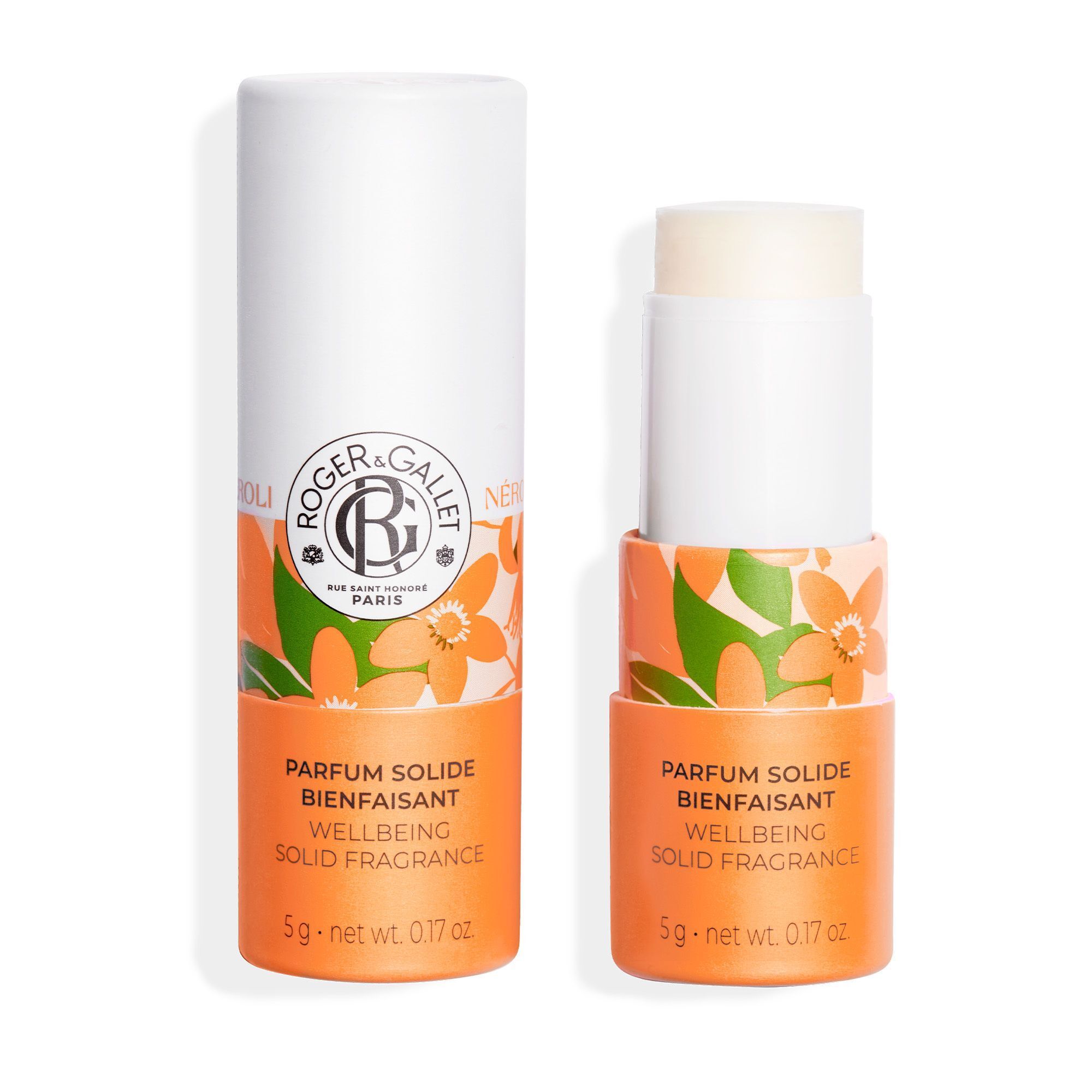 Parfum solide Roger&Gallet Néroli, un ouvert, 5g.