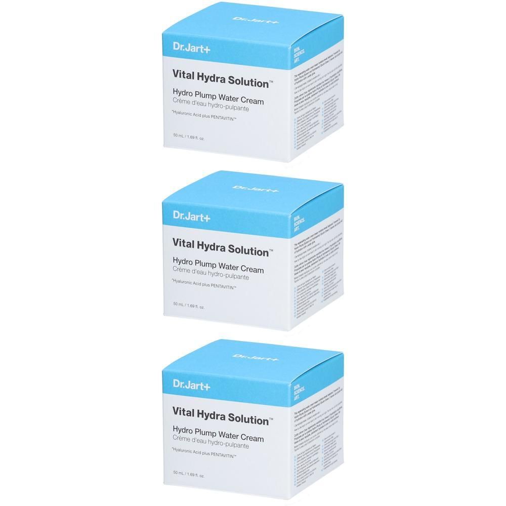 Dr.Jart+ Vital Hydra Solution Hydro Plump Water Cream dans un emballage bleu et blanc.