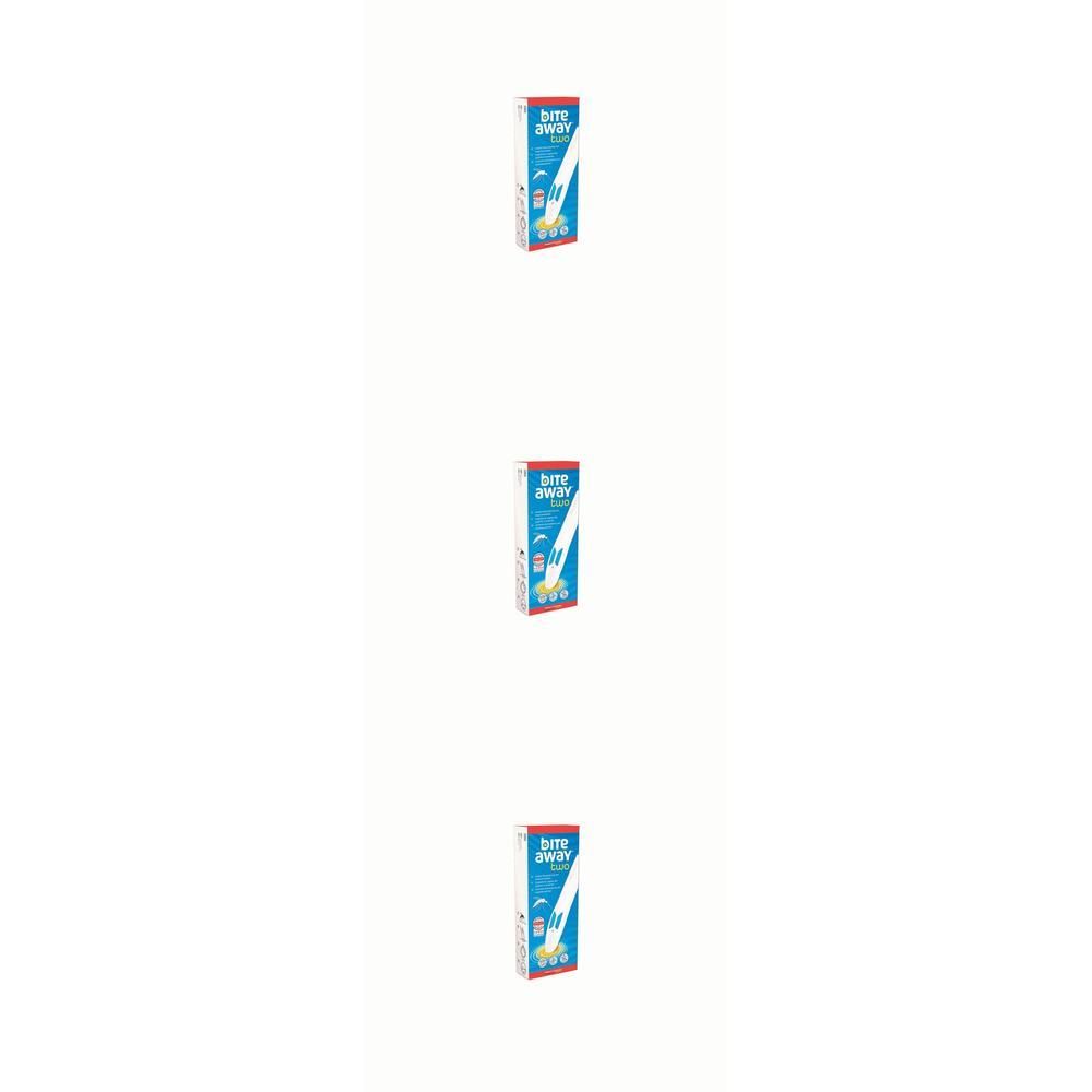 Emballage Bite Away® Deux avec design rouge et bleu.