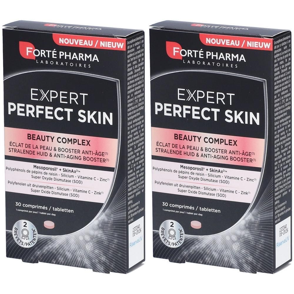 Deux boîtes de Forté Pharma Expert Perfect Skin Beauty Complex, 30 comprimés.