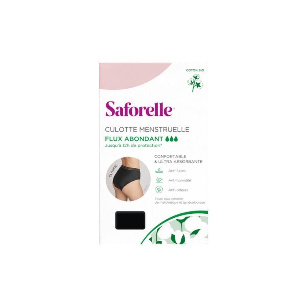 Culotte menstruelle Saforelle, taille 40, flux abondant. Coton bio.