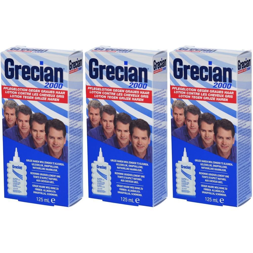 Trois boîtes de Grecian 2000 Lotion, 125 ml.
