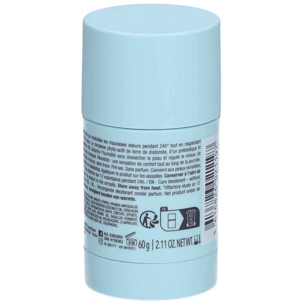 Achterkant van een Laino deodorant stick met ingrediëntenlijst en gewicht (60g).