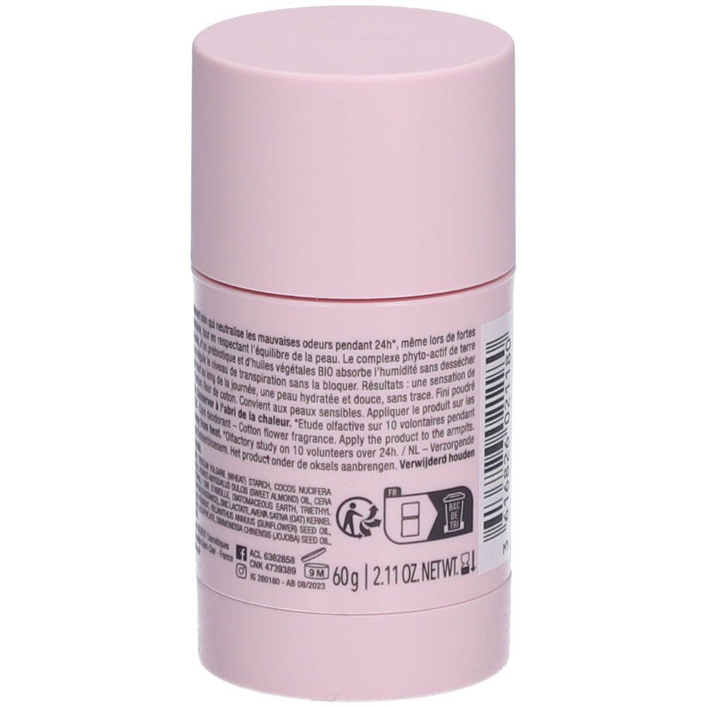 Achterkant van een Laino deodorant met ingrediënten en 60g vermelding.