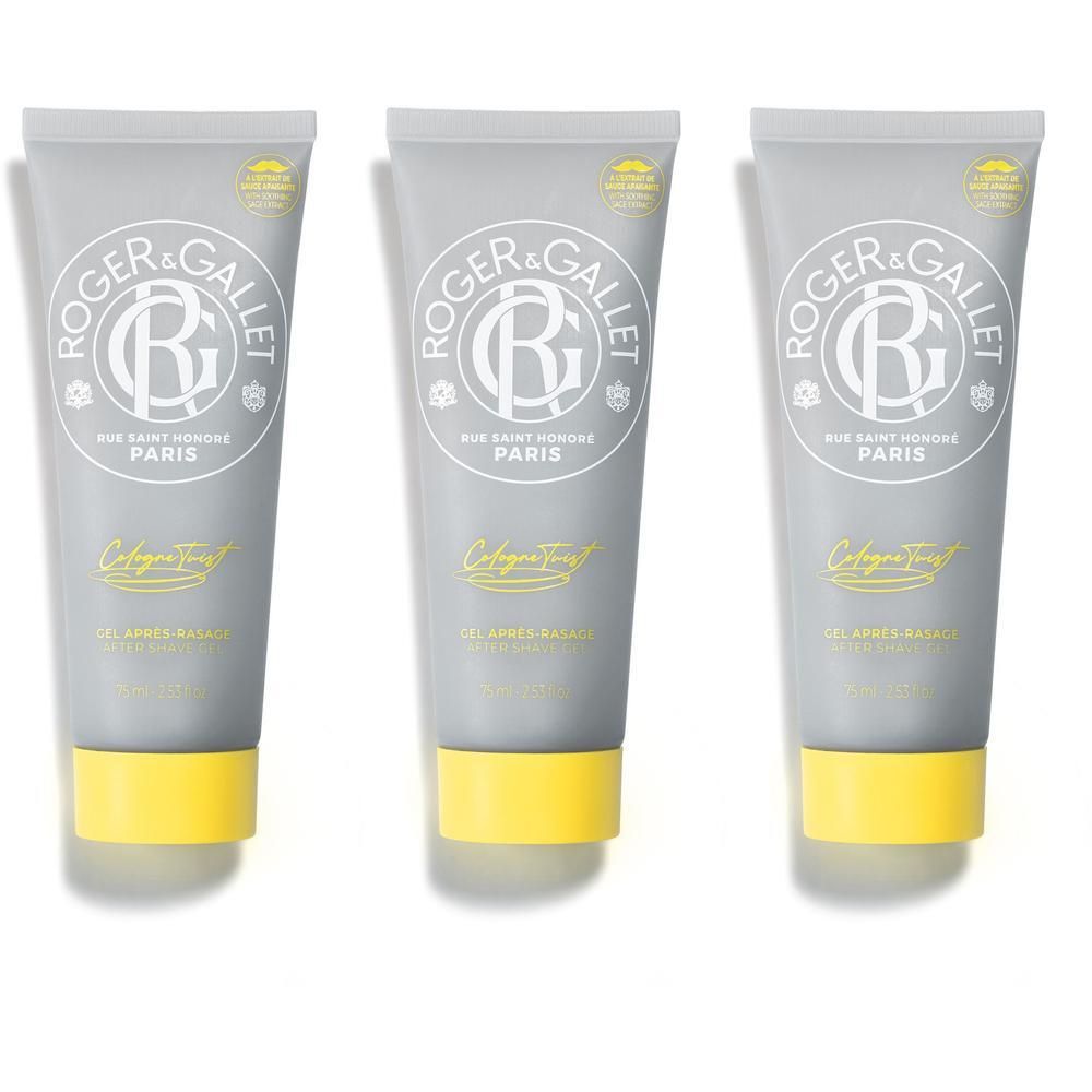 Drie tubes Roger & Gallet aftershave gel.