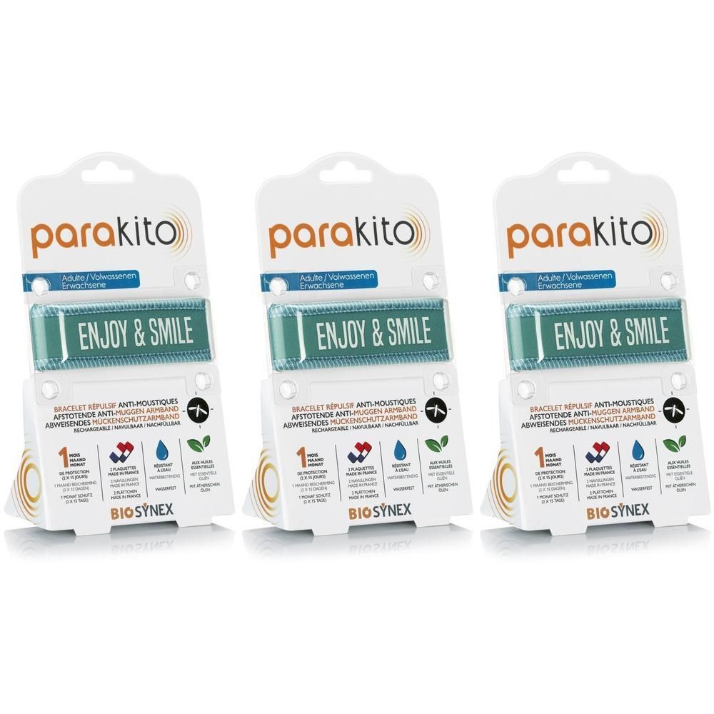 Bracelet Parakito rechargeable, adulte, design Enjoy & Smile, bleu.