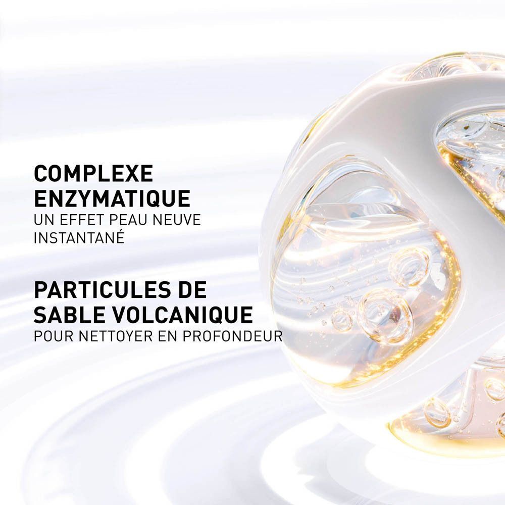 Représentation abstraite d'un complexe enzymatique et de particules de sable volcanique.