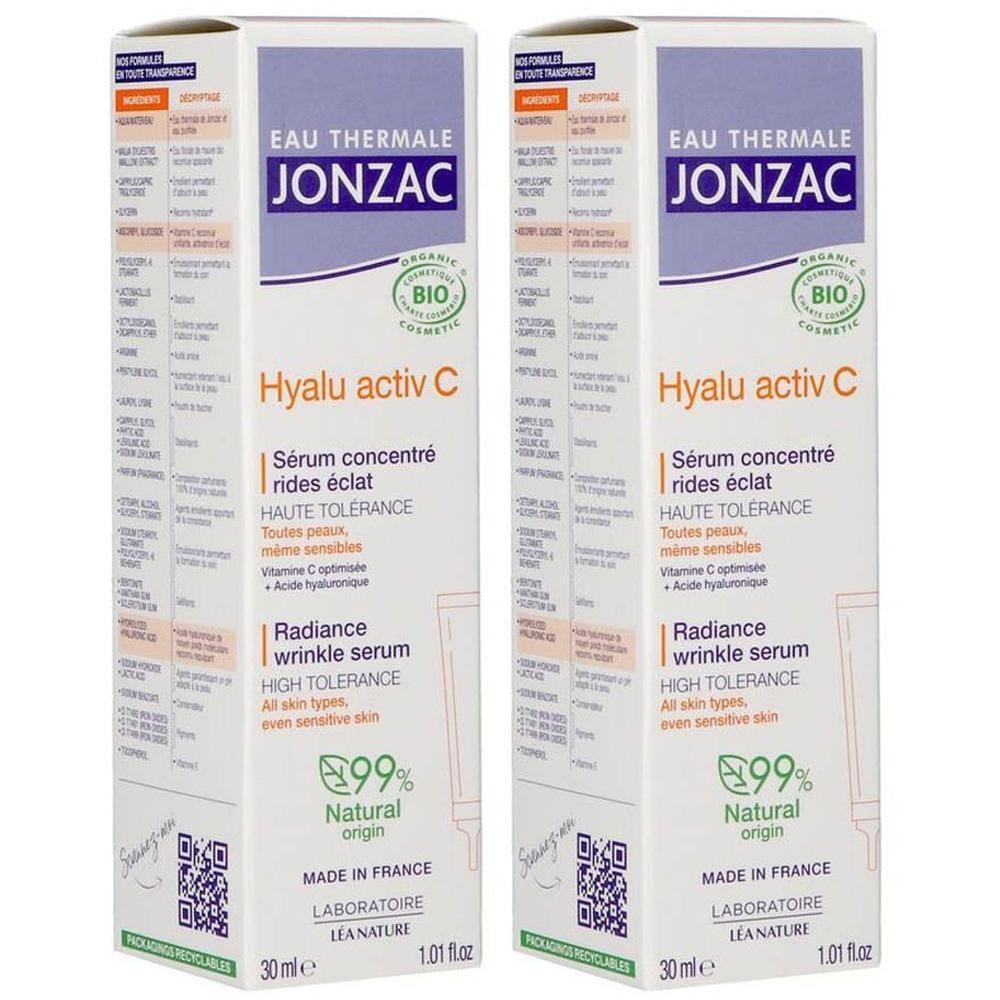 Twee pakken Jonzac Hyalu Activ C Serum, 30ml. Hoge tolerantie, 99% van natuurlijke oorsprong.