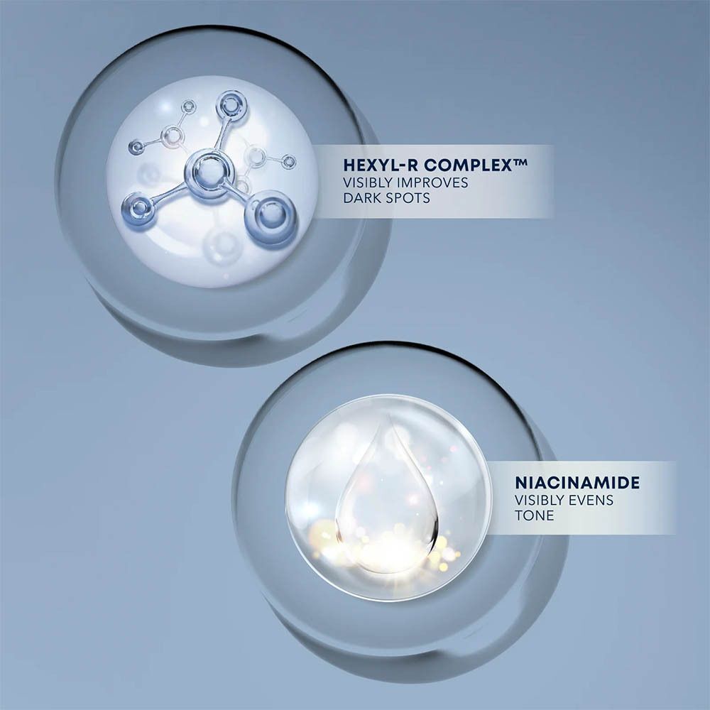 Moleculaire weergaven van Hexyl-R Complex en Niacinamide.