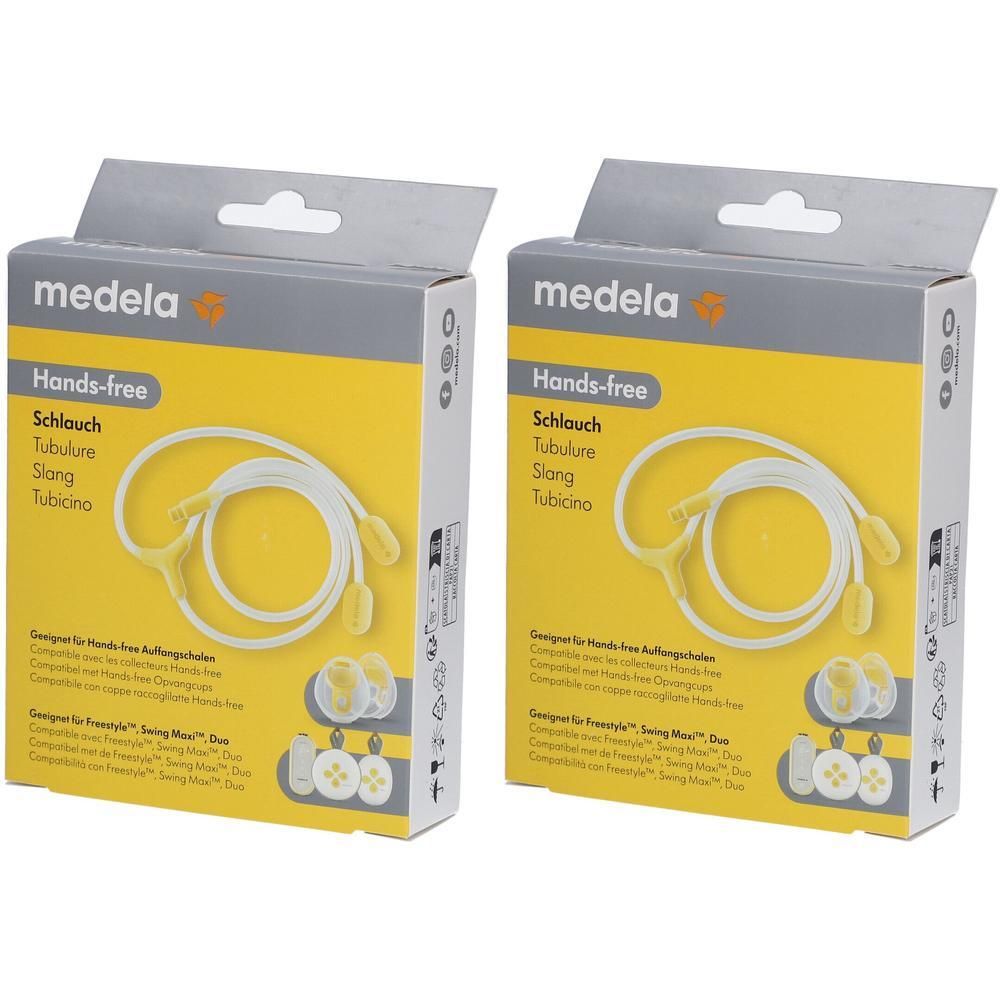 Set de tuyaux Medela Hands-free dans un emballage jaune.