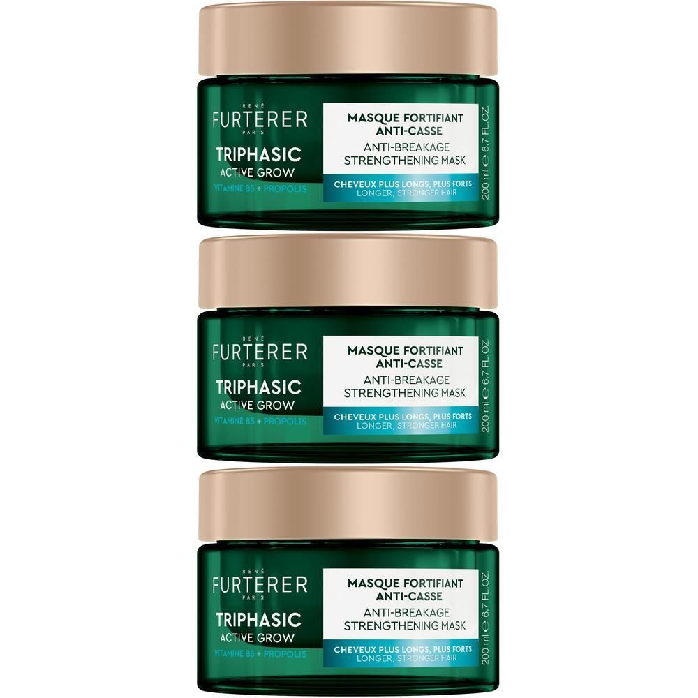 Drie potten René Furterer Triphasic Active Grow versterkend masker.
