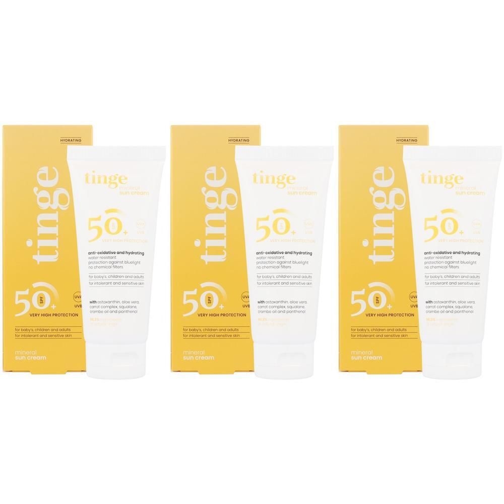 Tinge Mineral Sun Cream SPF50+ | Zeer Hoge UV-Bescherming | Minerale Filter | Gevoelige Huid | Anti-aging