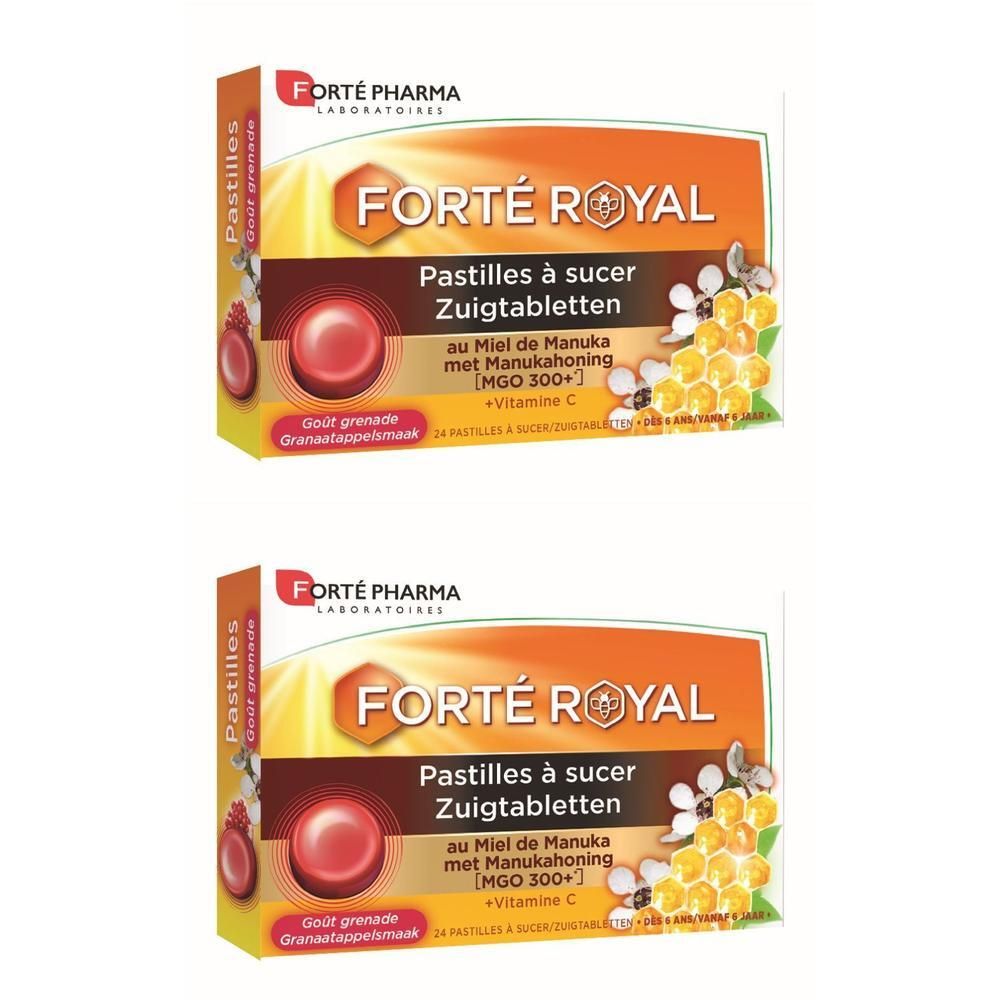 Deux boîtes de Forté Royal Pastilles au Miel de Manuka MGO 300+ et Vitamine C.