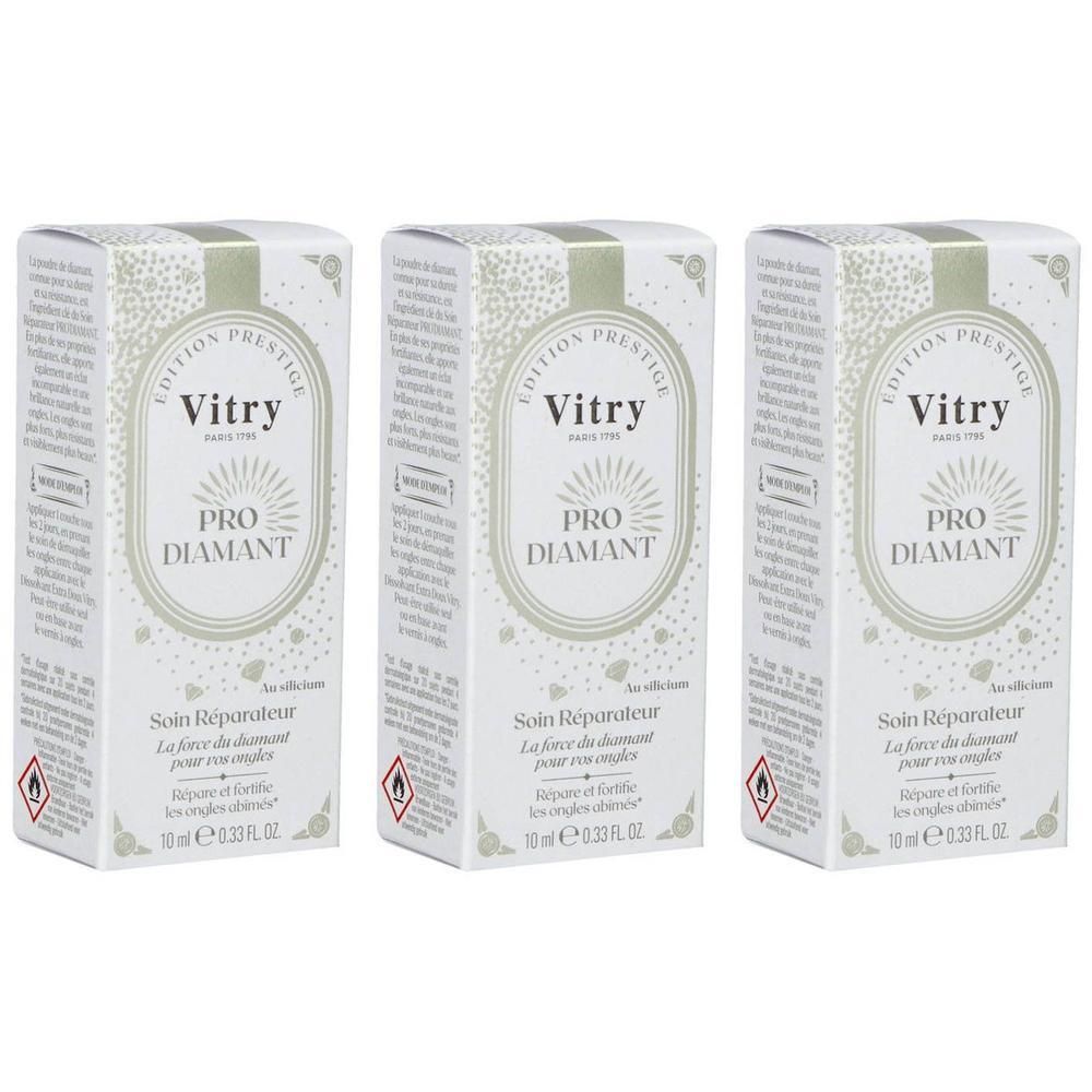 Drie doosjes Vitry Pro Diamant Nagelherstelverzorging, 10 ml.