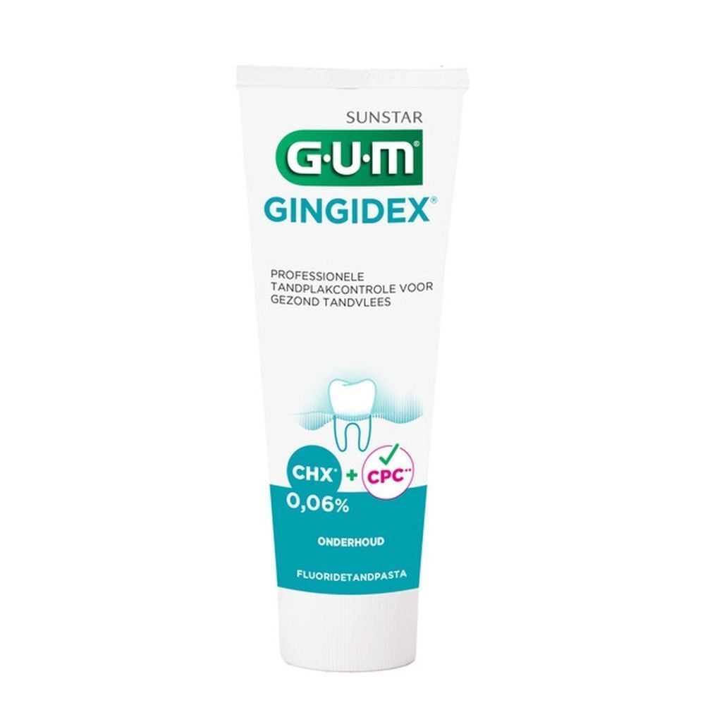 Tube de dentifrice GUM Gingidex 0,06% Chlorhexidine.