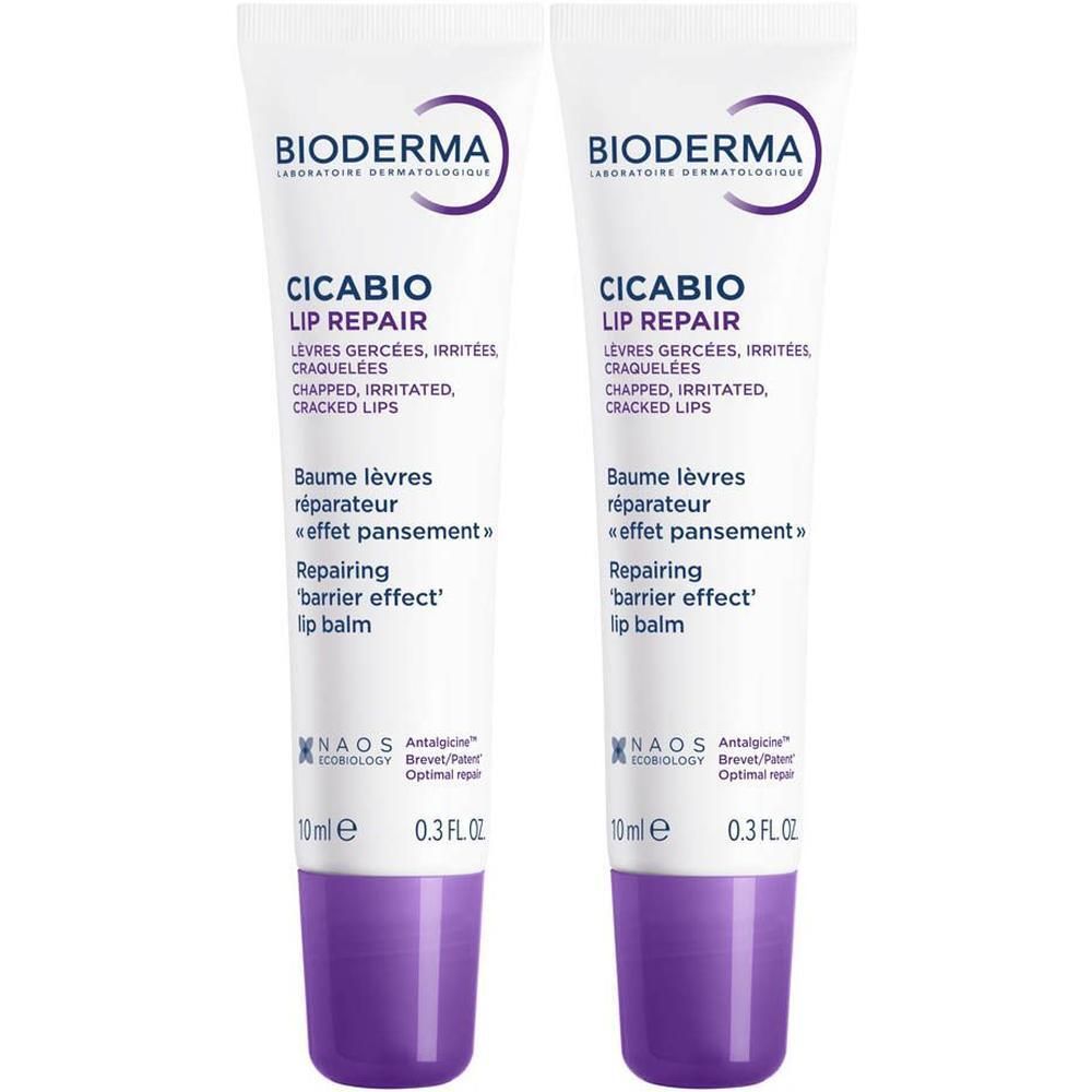 Twee tubes Bioderma Cicabio lippenbalsem, 10ml.