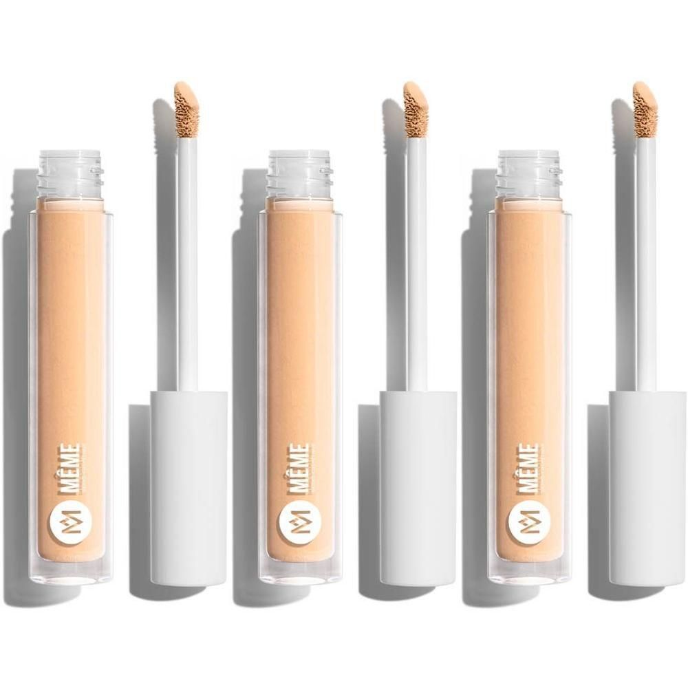 Cinq correcteurs fluides avec capuchon blanc et applicateur.