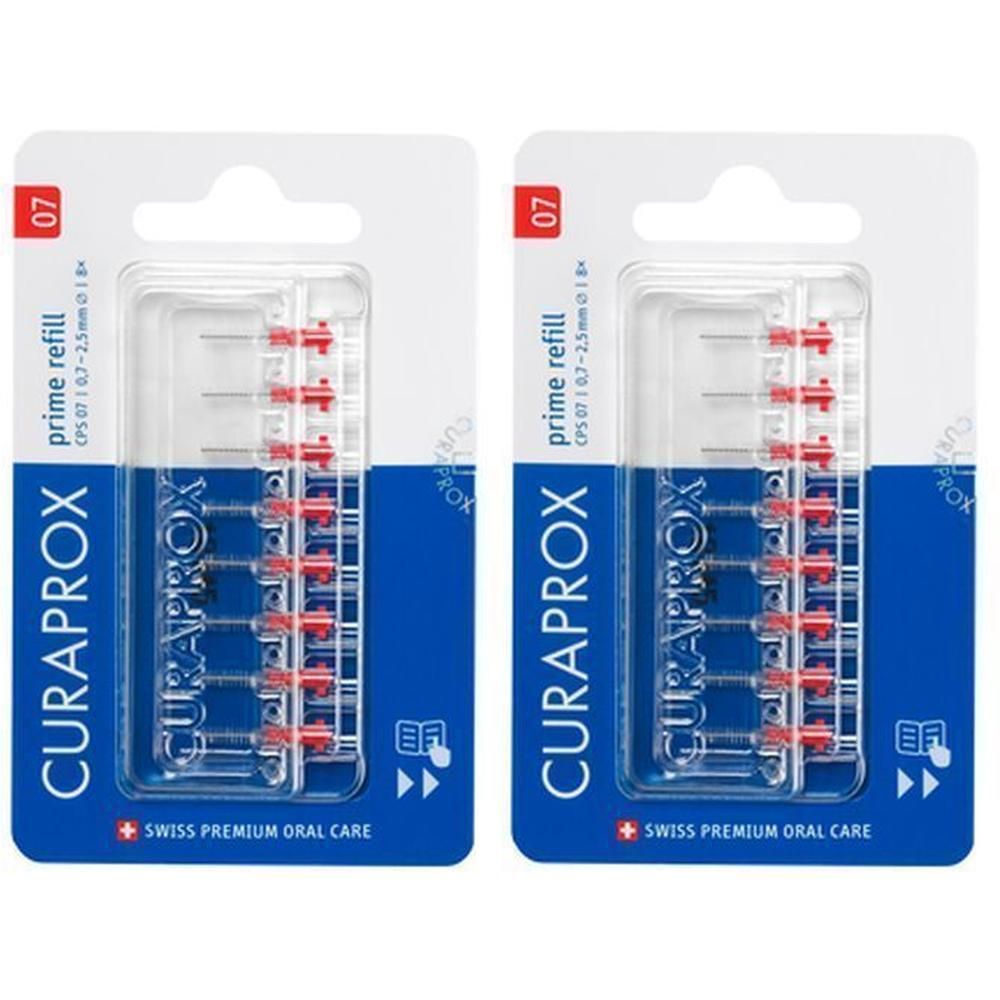 Deux paquets de brosses Curaprox CPS 07 Prime, 2,5mm.
