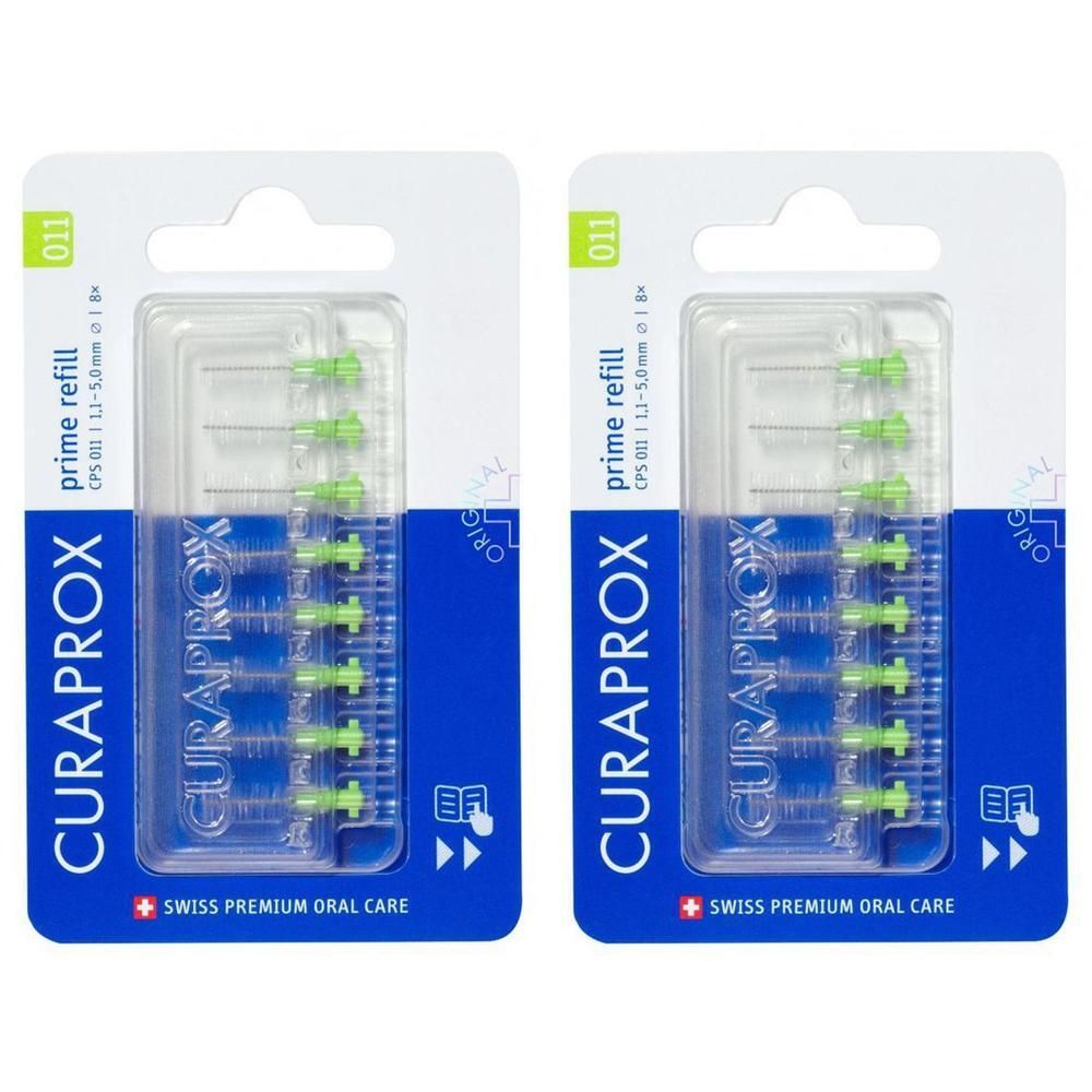 Deux paquets de brosses interdentaires Curaprox CPS 011 Prime Refill, 5.0mm.