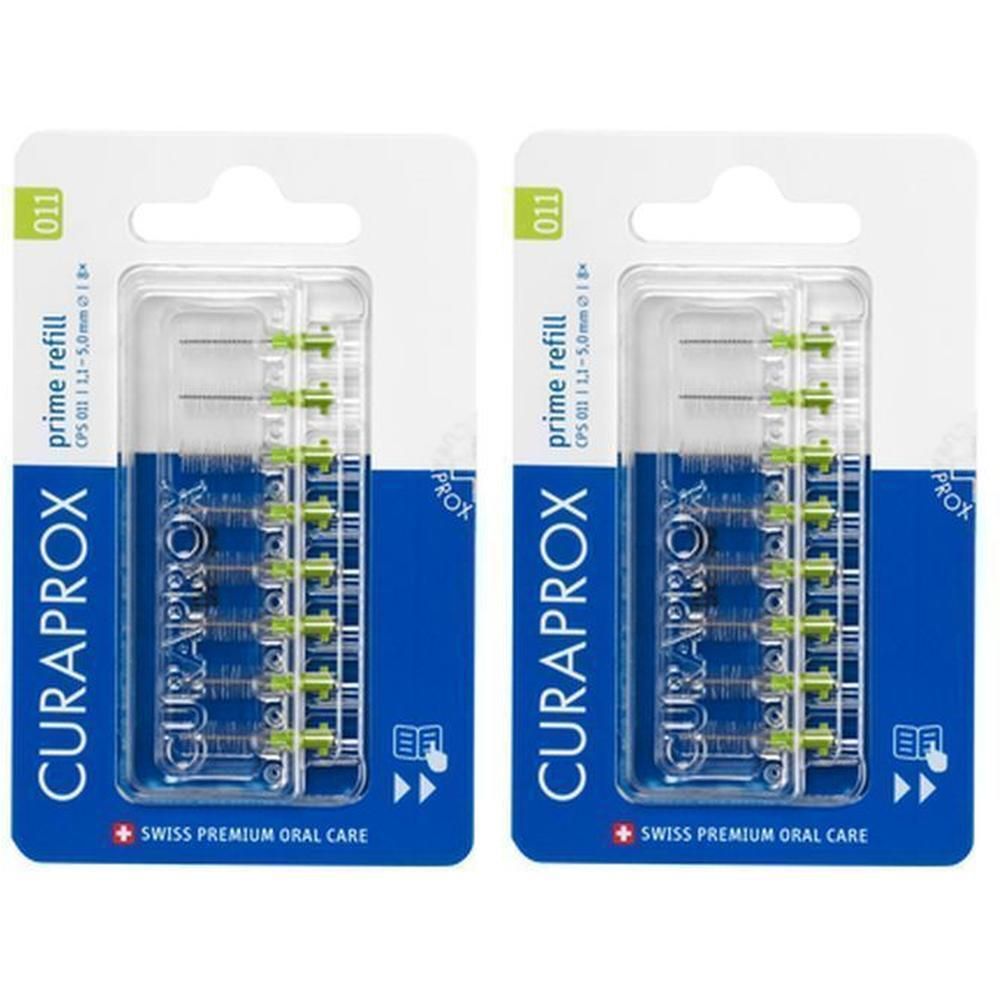 Twee verpakkingen Curaprox CPS 011 Prime Brushes Refill, interdentale borsteltjes, 5.0mm.