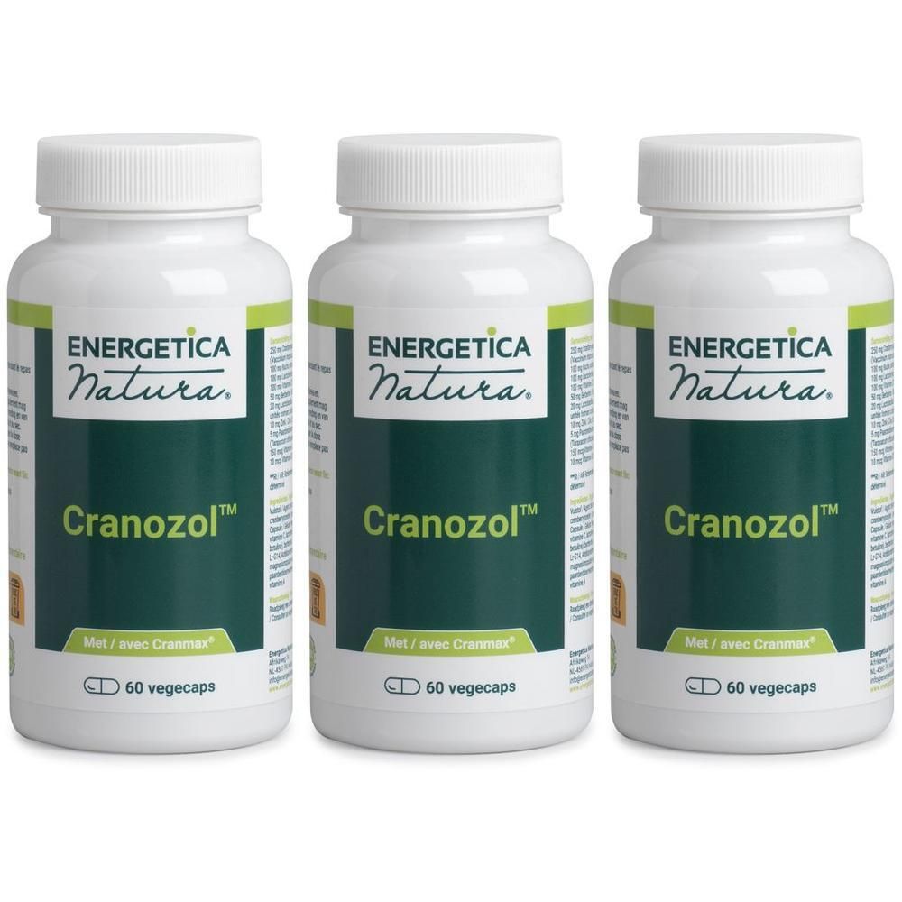 Drie potjes Cranozol™ van Energetica Natura met elk 60 vegecaps.