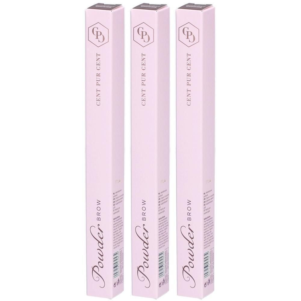 Drie pakken Cent Pur Cent Powder Brow in het roze.