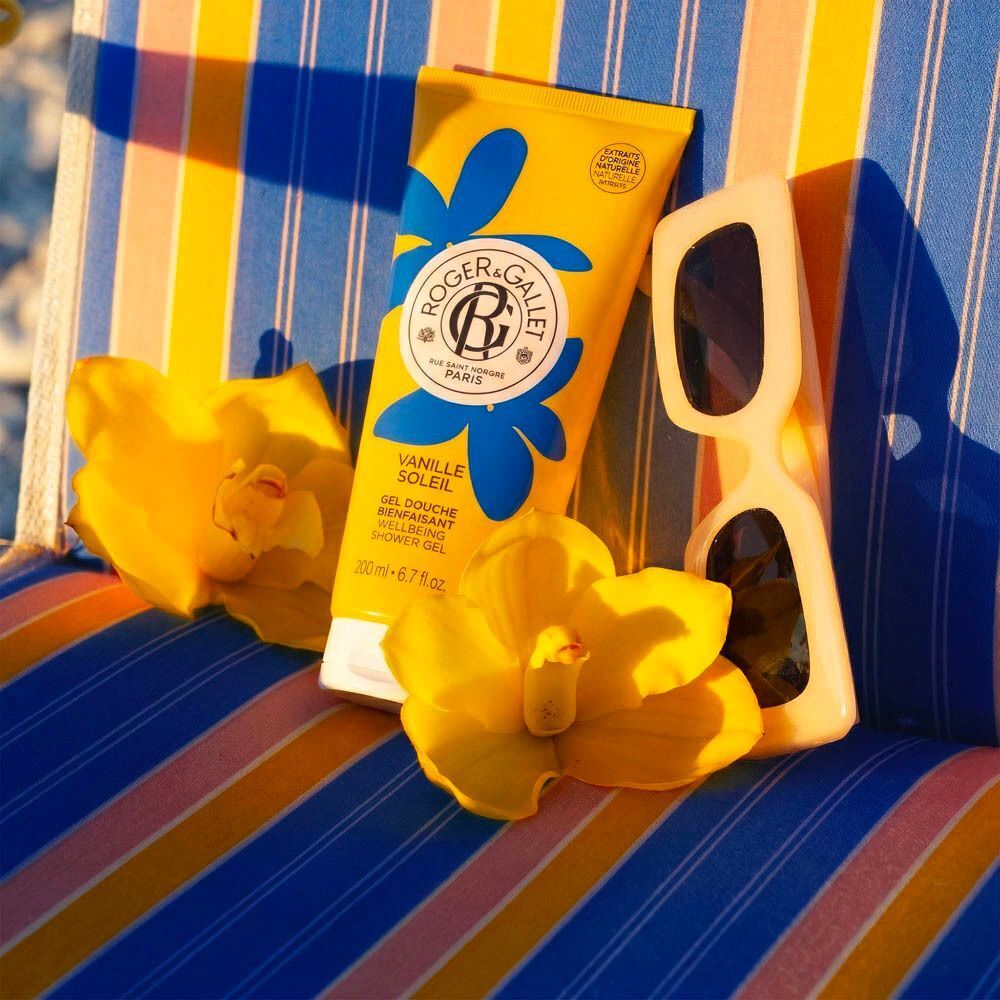 Douchegel Roger & Gallet: plantaardige wasbasis, verrijkt met aloë vera, made in France.