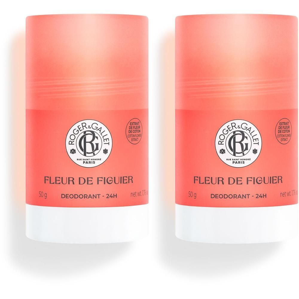 Deux déodorants Roger & Gallet Fleur de Figuier, 50g.