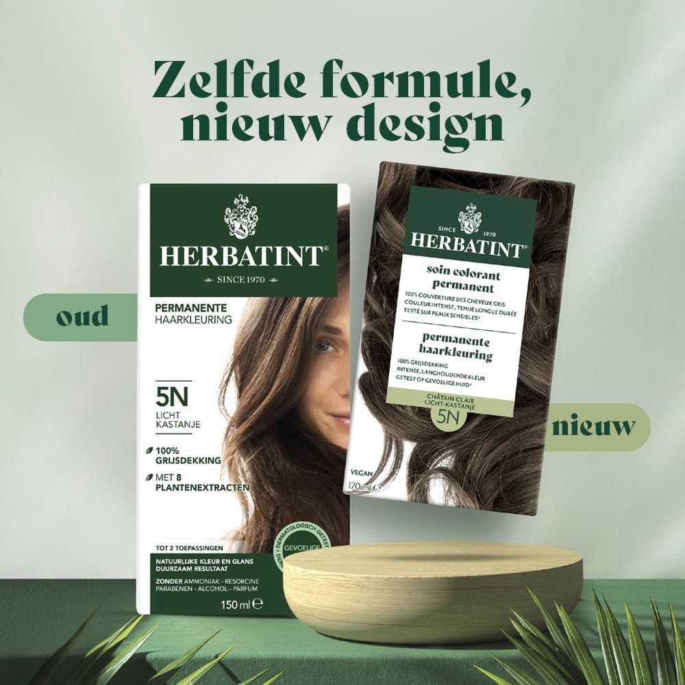 Herbatint permanente haarkleuring 7M Acajou Blond. 100% grijsdekking. Vegan.