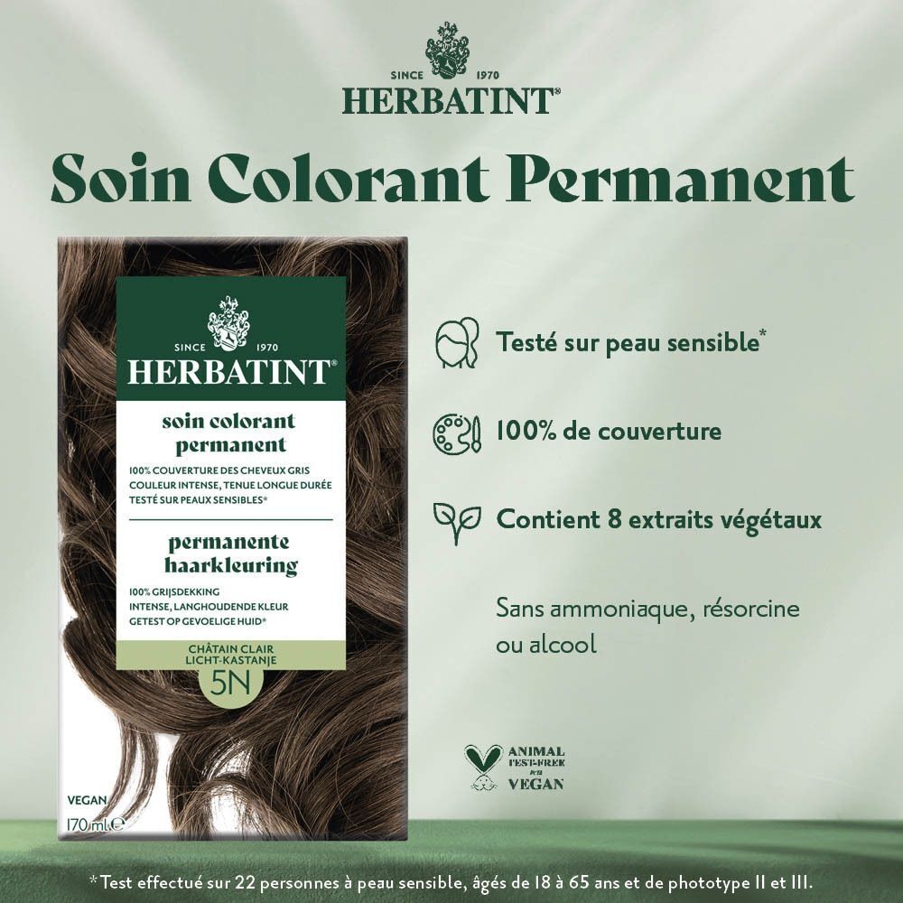 Herbatint teinture capillaire permanente 7M Blond Acajou. Testé sur peau sensible. 8 extraits végétaux.