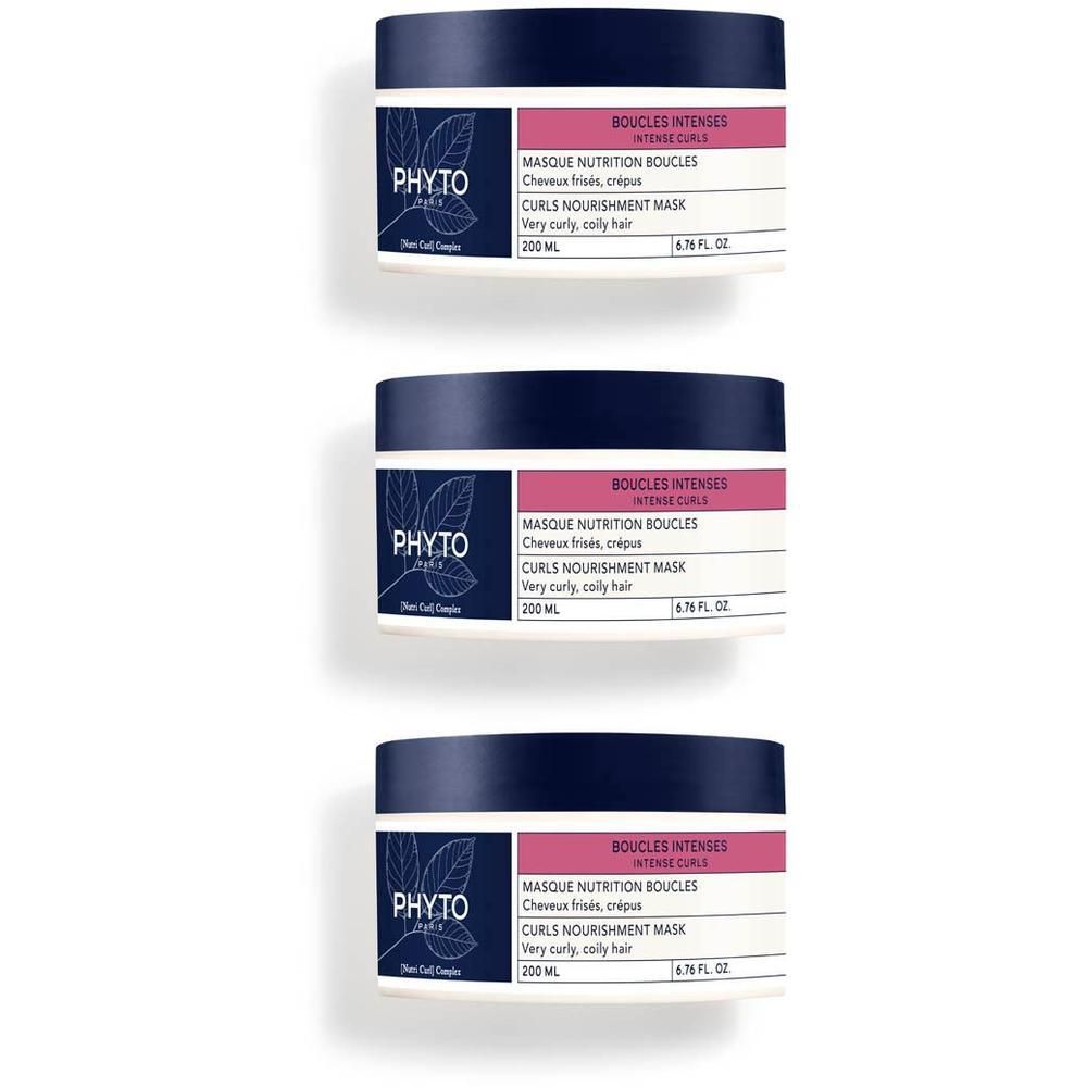 Drie Phyto Boucles Intenses maskers van 200 ml.