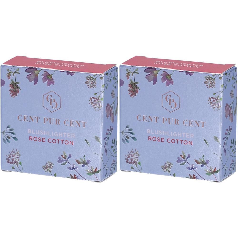 Deux boîtes de Cent Pur Cent Blushlighter Rose Cotton avec motif floral.