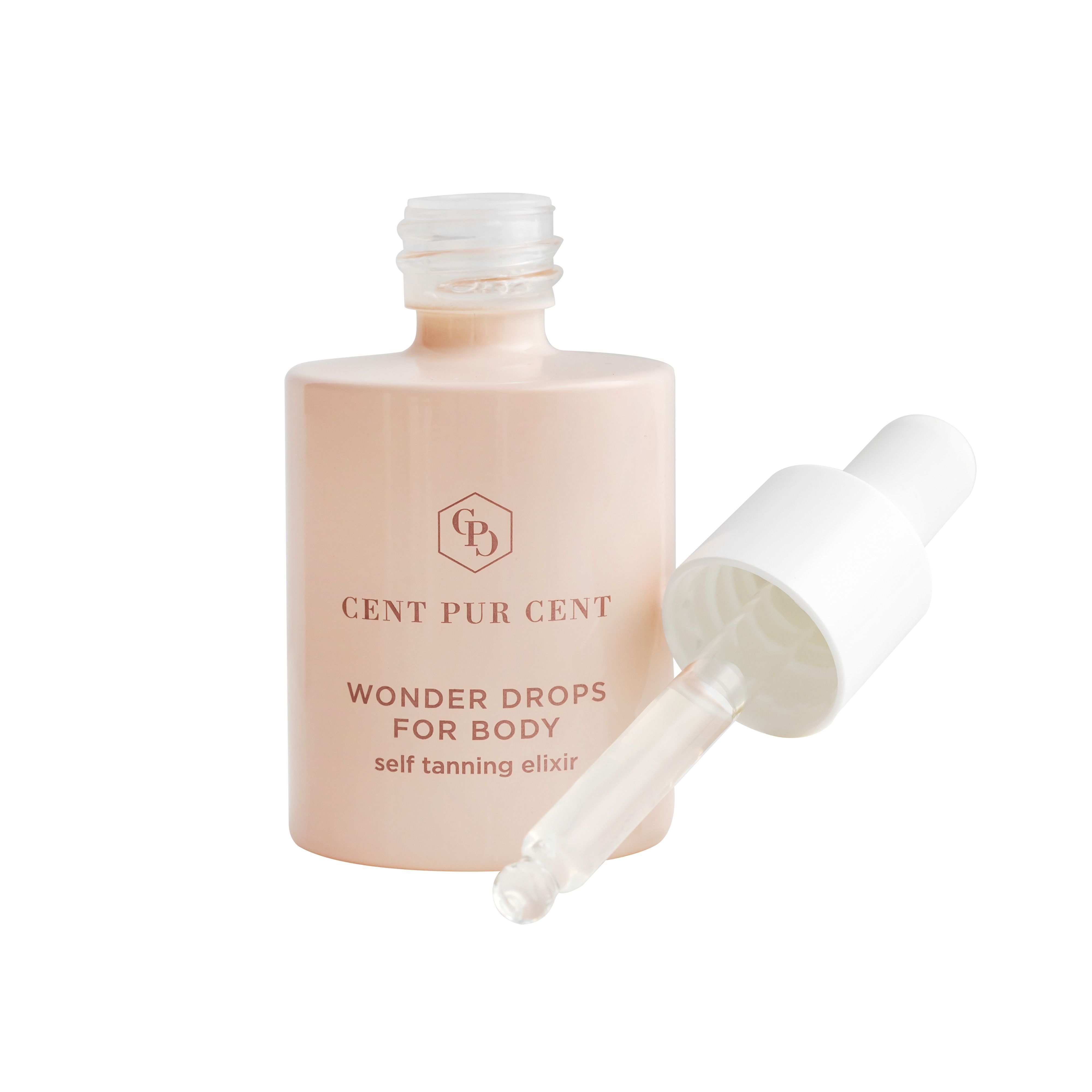 Flacon de Cent Pur Cent Wonder Drops For Body, élixir autobronzant, avec pipette.
