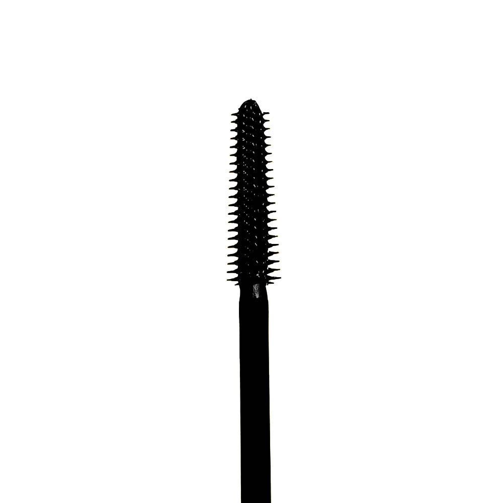 Tête de brosse de mascara noire avec des poils fins. T.LeClerc Mascara Actif Croissance.