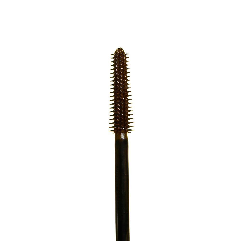 Goudbruine mascara applicator met fijne borsteltjes.