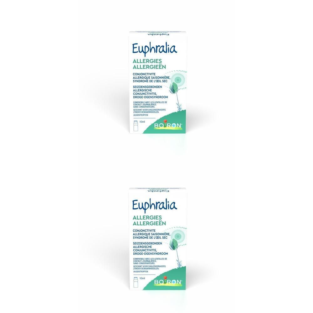 Deux boîtes de collyre Boiron Euphralia Allergies, 10ml.