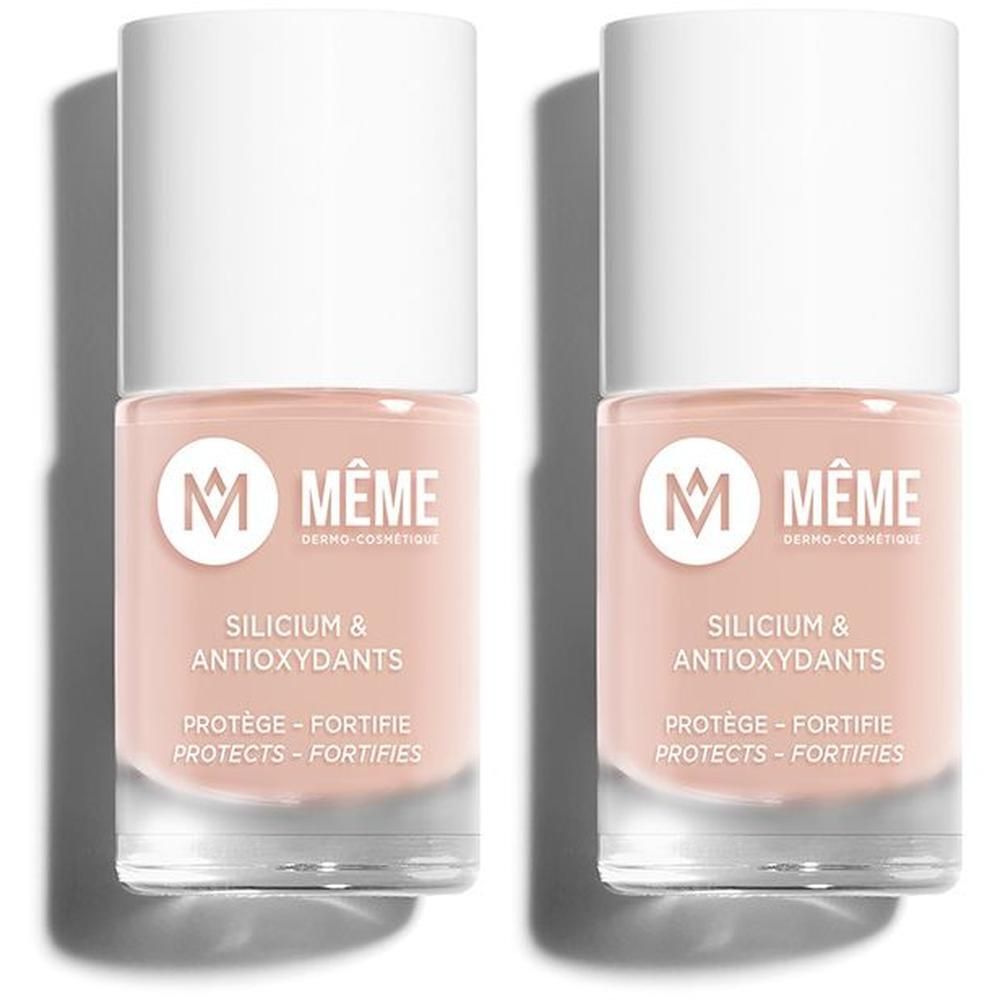 Deux flacons de vernis à ongles avec silicium et antioxydants. Protège et fortifie.