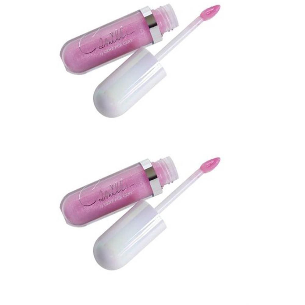 Twee roze lipglossen met applicator en parelmoeren dop.