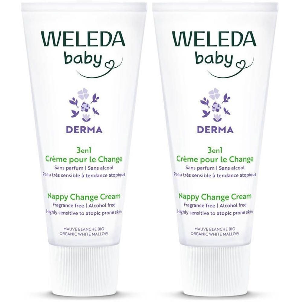 Deux tubes de crème pour le change Weleda Baby Derma 3 en 1.