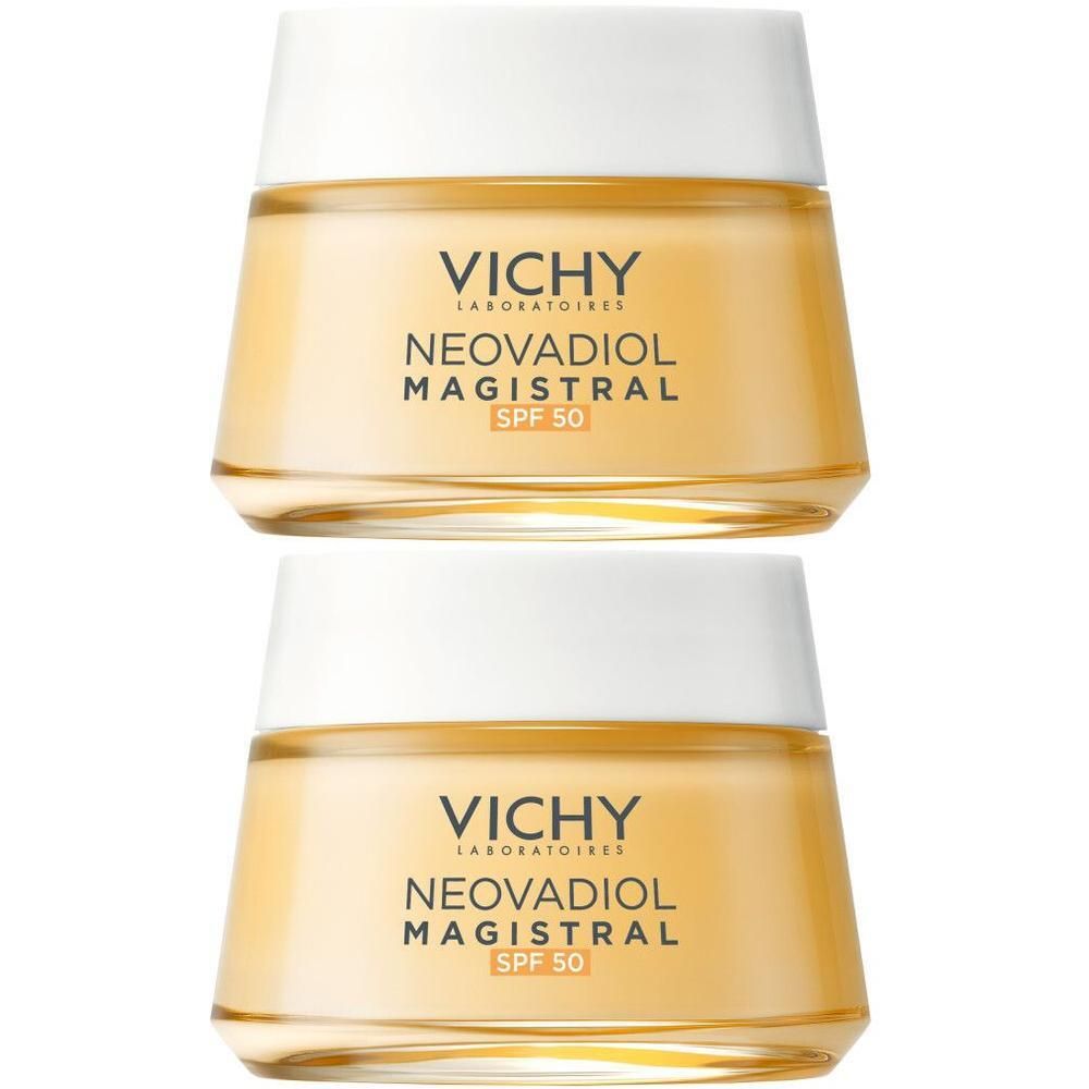 Deux pots de crème Vichy Neovadiol Magistral SPF 50.