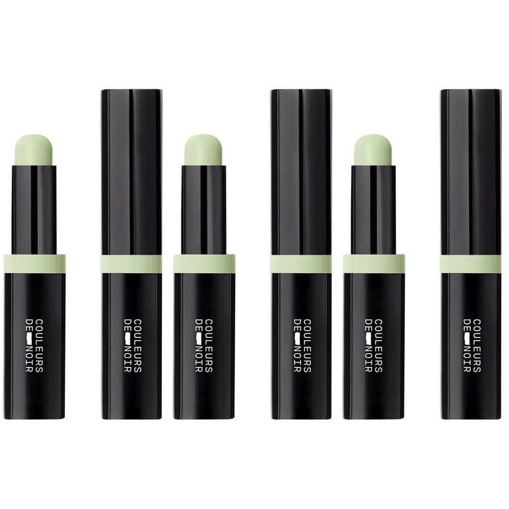 Six bâtons correcteurs noirs avec pointe et bande vert pâle. Alignement vertical.