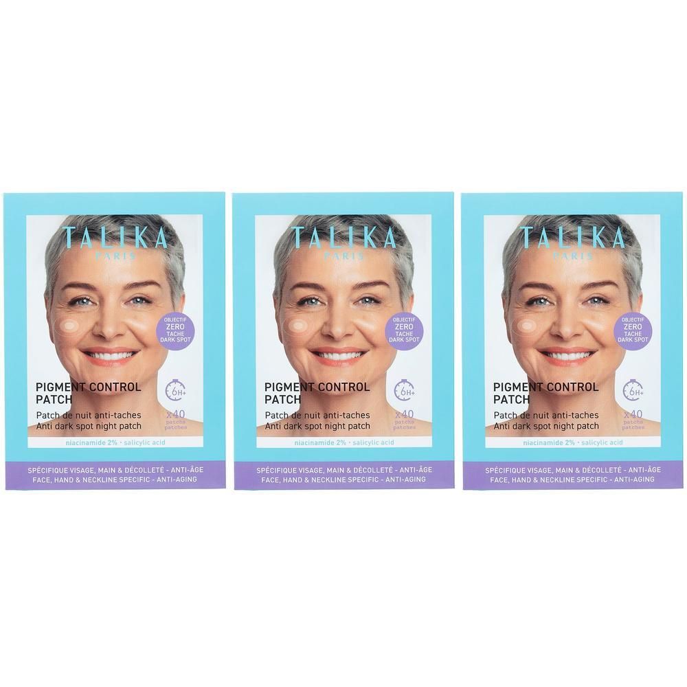 Trois patchs Talika Pigment Control pour le soin de nuit anti-taches.